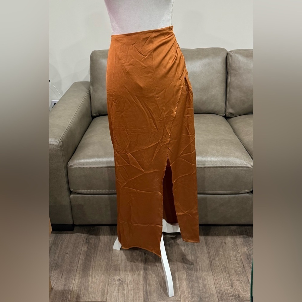 Le Lis Terracotta Maxi Skirt Size XS Glam Lux Satiny